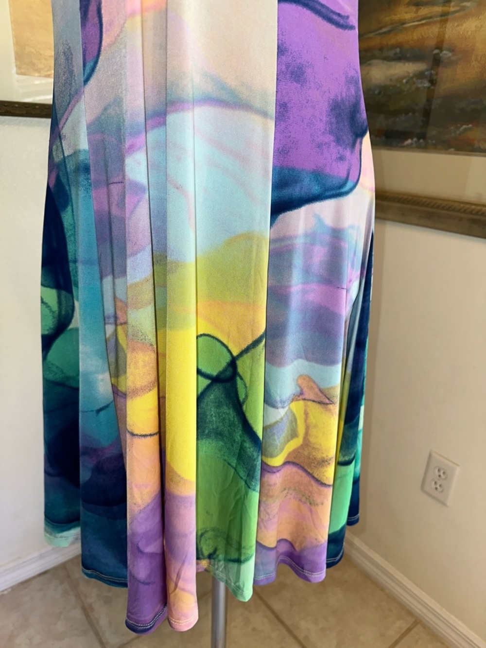 Pretty Woman Multicolor Watercolor Midi Dress Size Medium - Picture 7 of 12